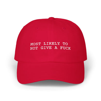 Most Likely To Not Give A Fuck Hat, Funny Graphic Embroidered Dad Cap, Cute Y2K Aesthetic Unisex Headwear